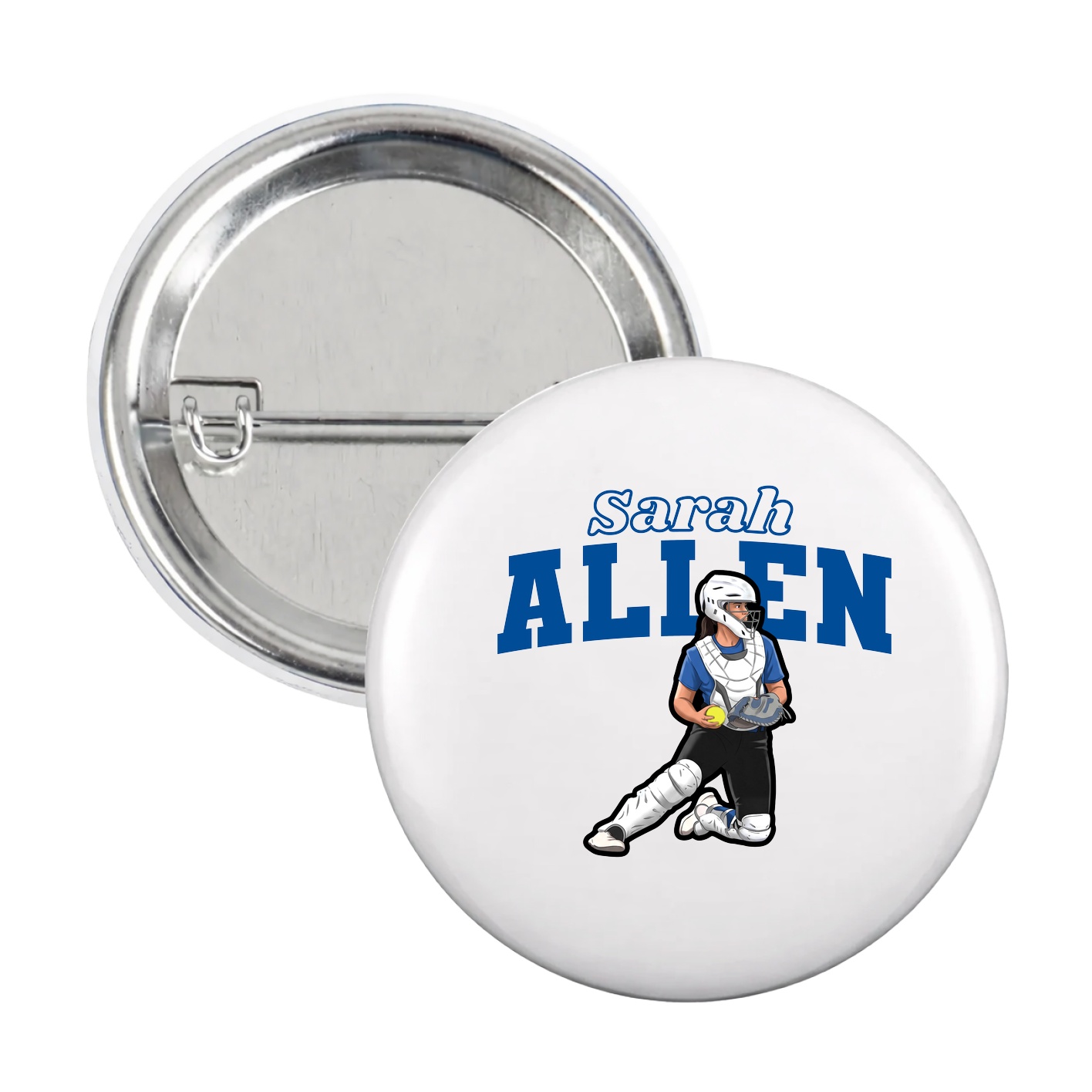 Game Day Button — Name Arch in White