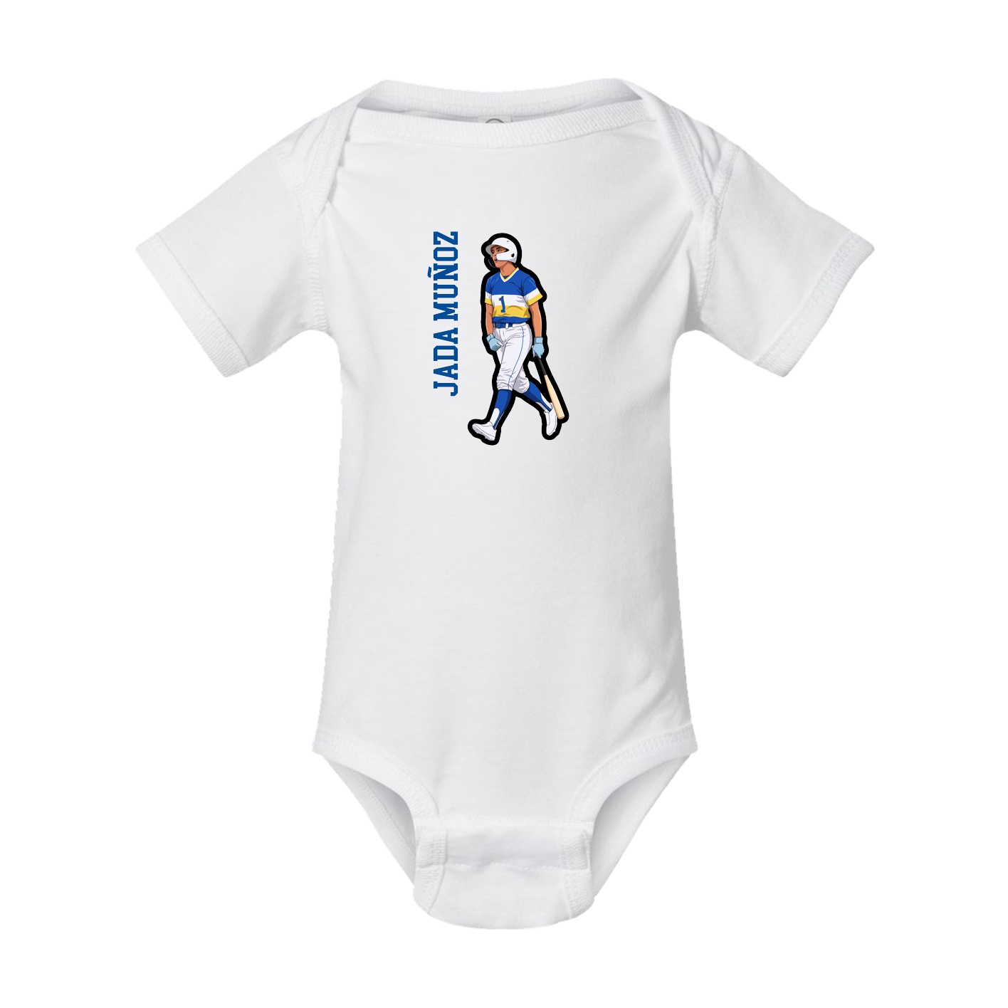 Baby Onesie — Name Vertical in White