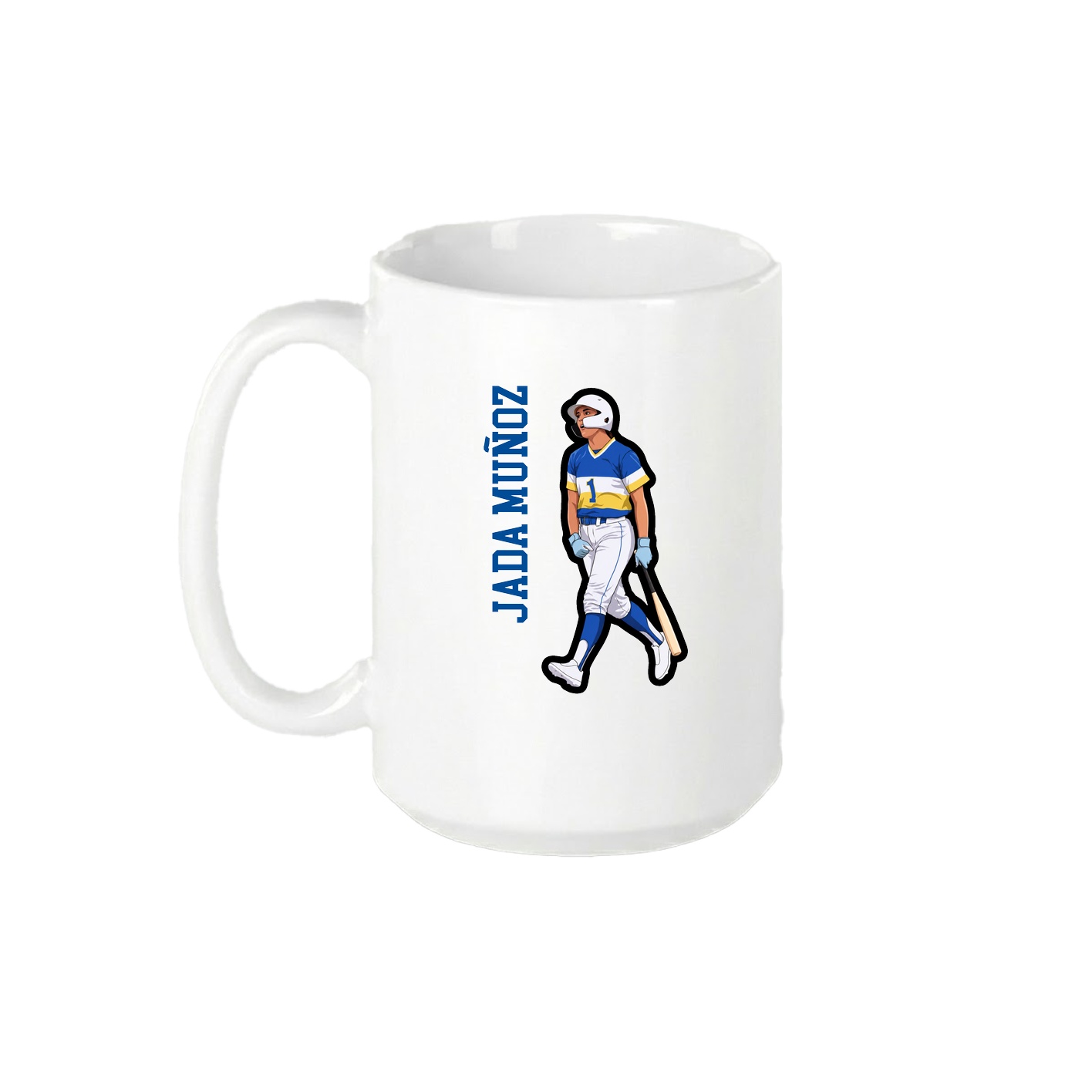 15oz Coffee Mug — Name Vertical in White