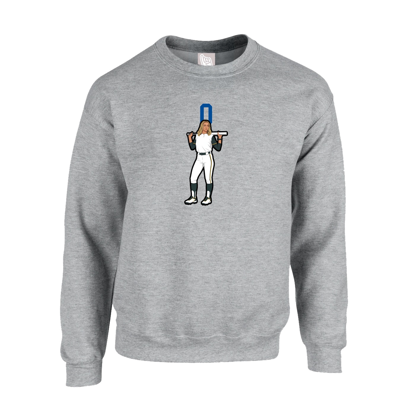 Fleece Crew — Number Top in Grey