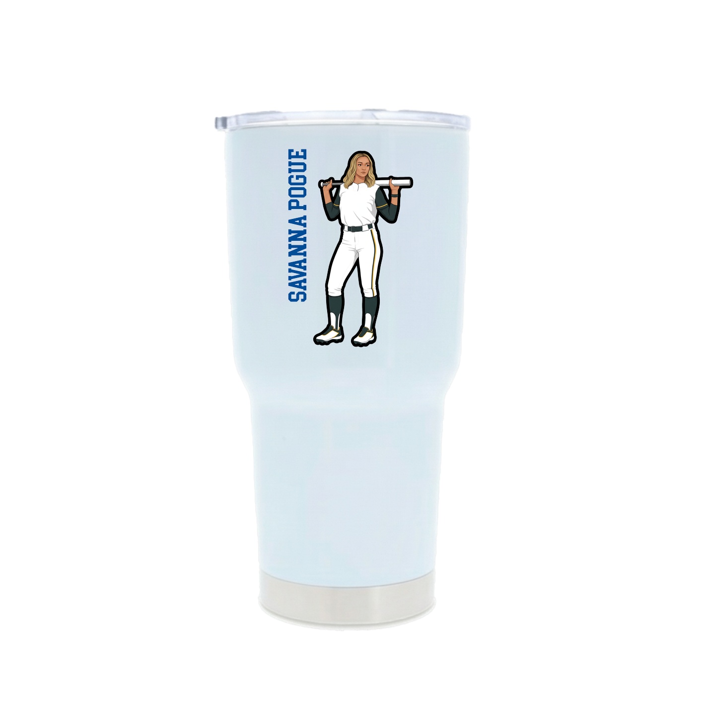 30oz Stainless Steel Tumbler — Name Vertical in White