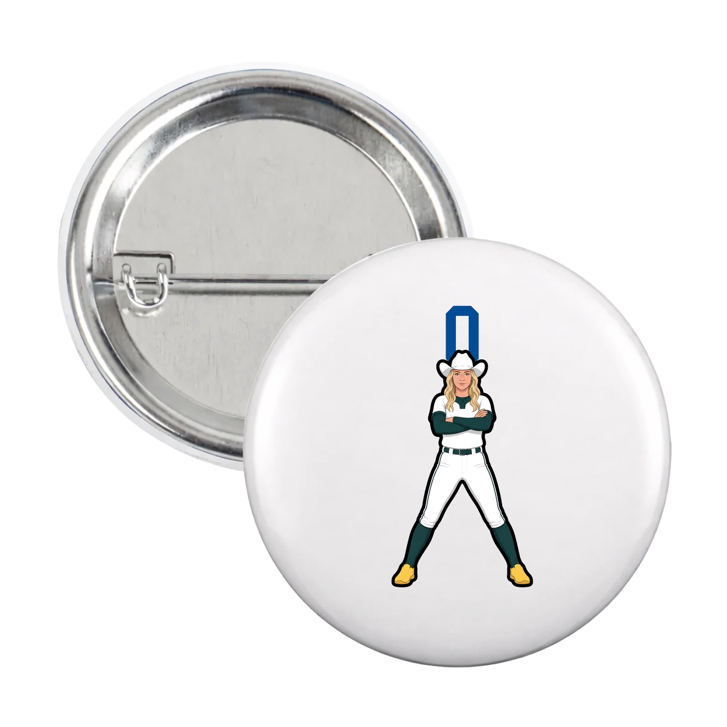 Game Day Button — Number Top in White