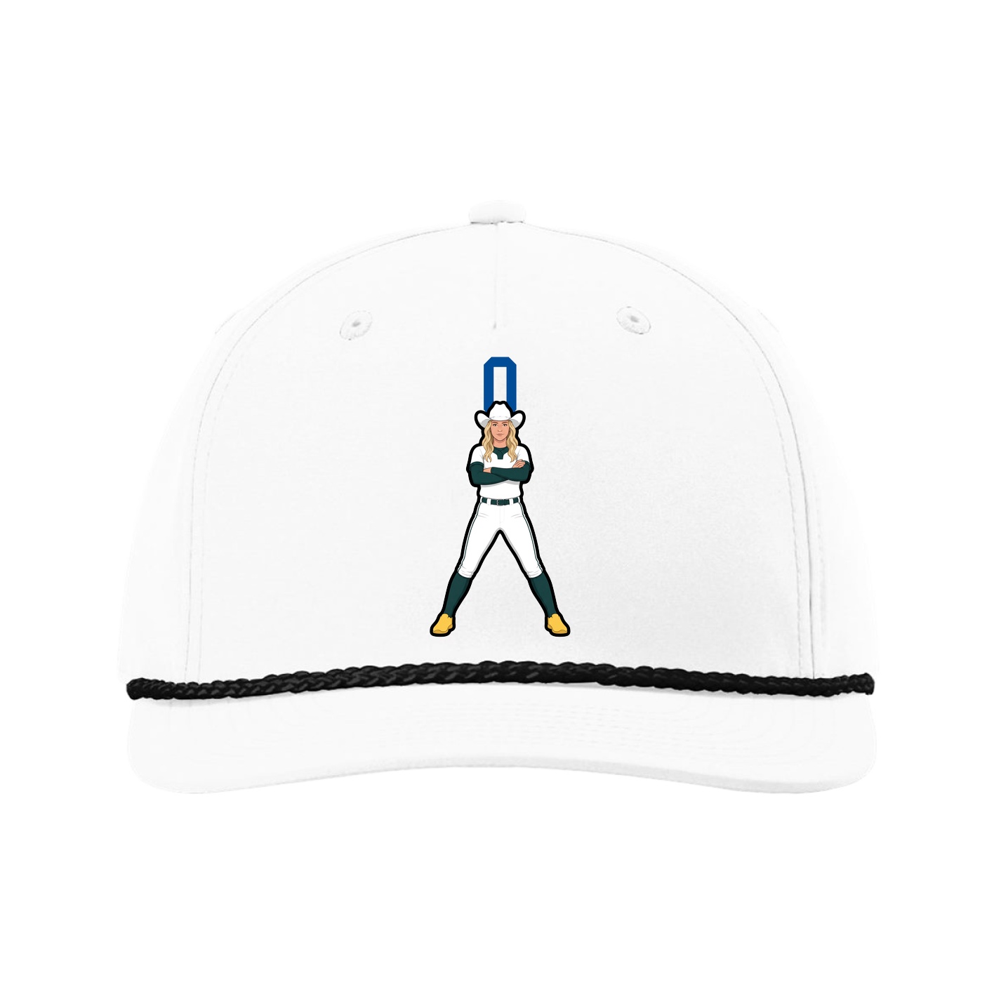 Five-Panel Classic Rope Cap — Number Top in White