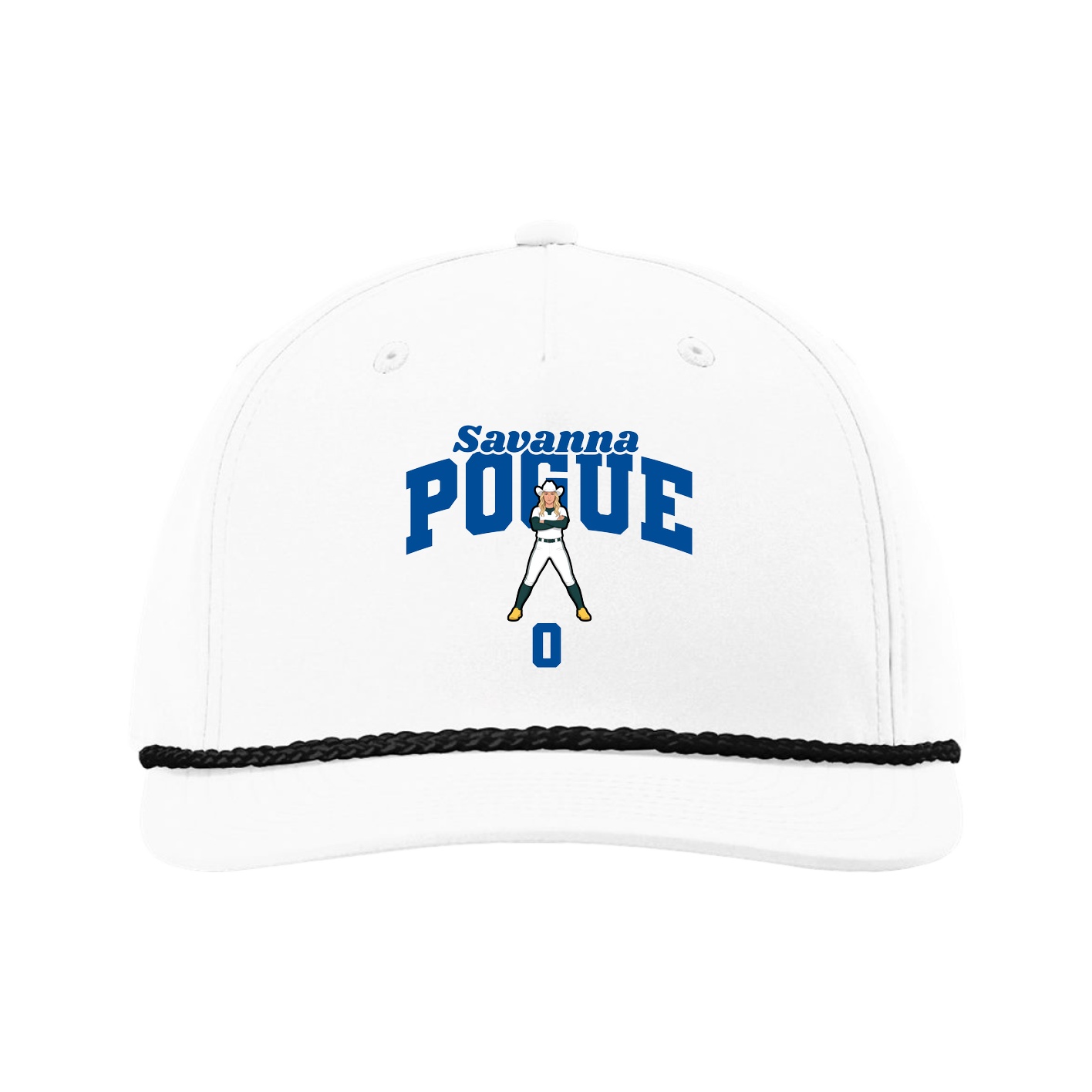 Five-Panel Classic Rope Cap — Signature Arch in White