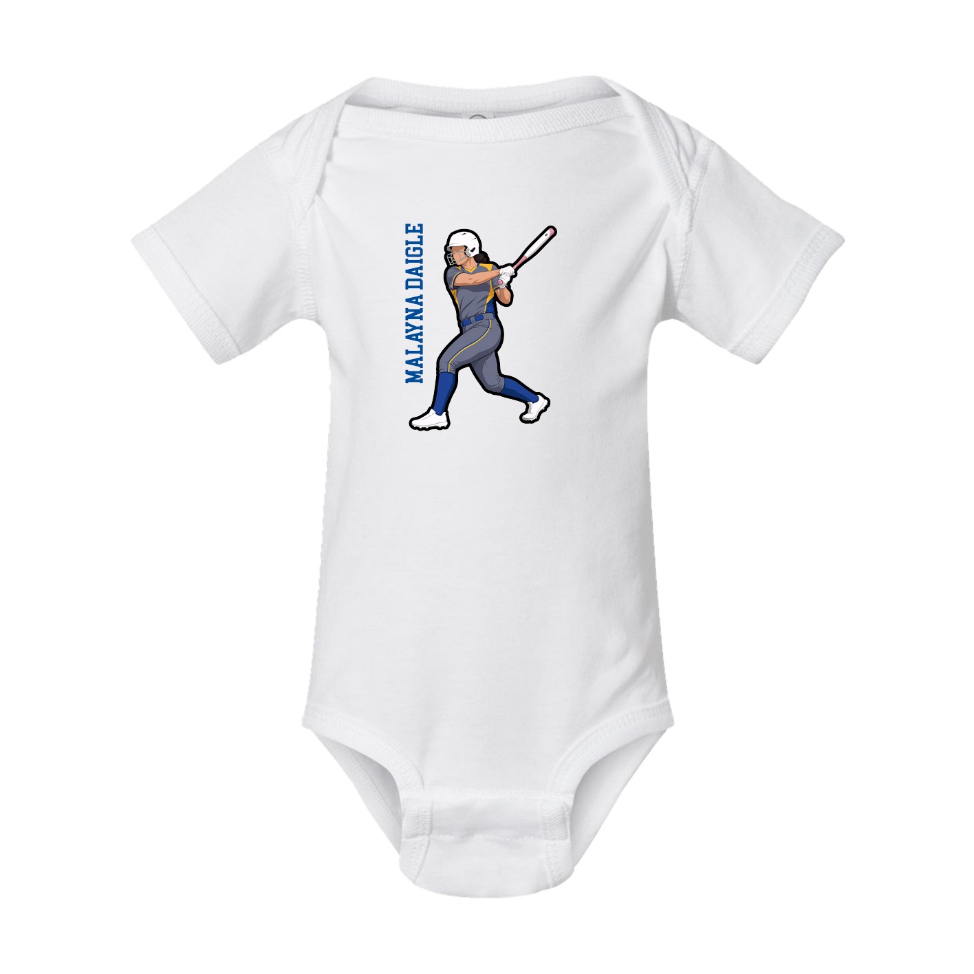 Baby Onesie — Name Vertical in White