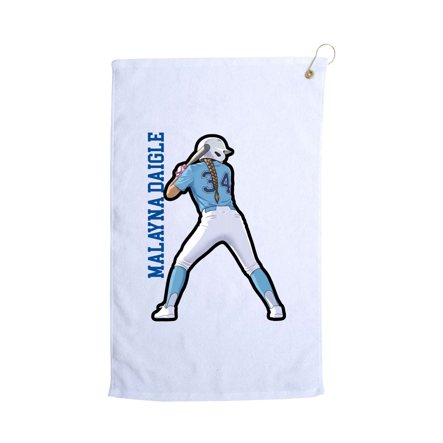 Golf Towel — Name Vertical in White