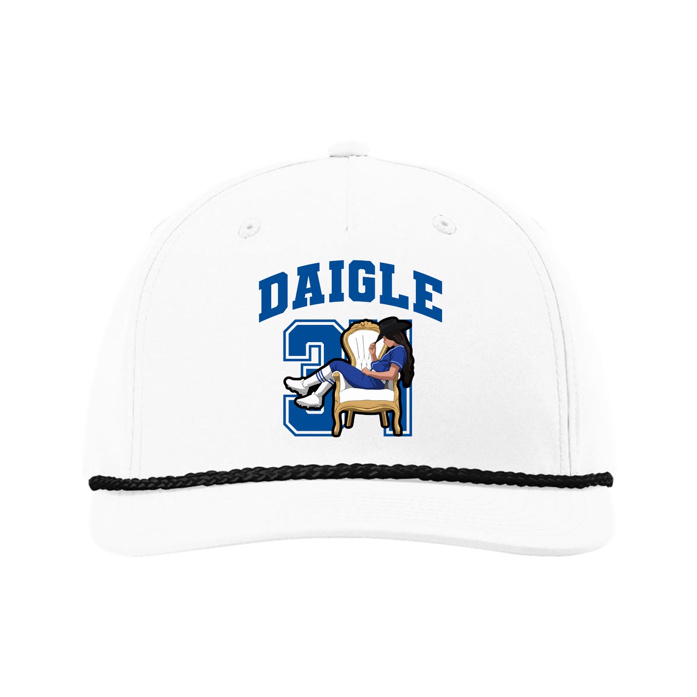 Five-Panel Classic Rope Cap — Number in White