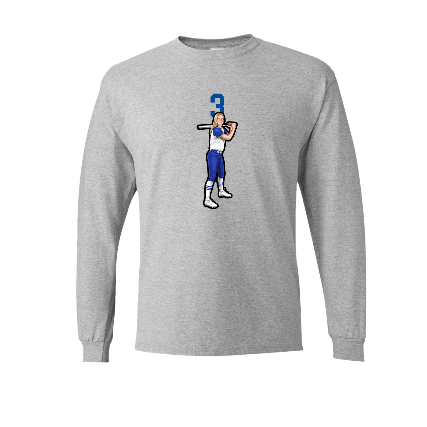Long Sleeve Tee — Number Top in Grey
