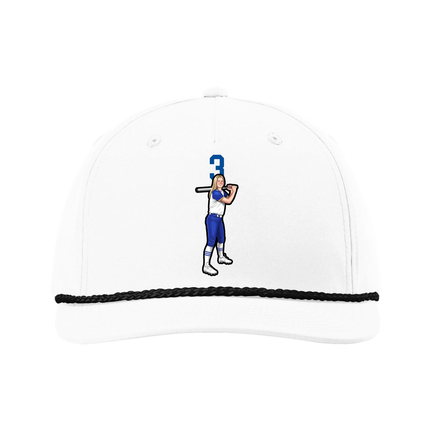 Five-Panel Classic Rope Cap — Number Top in White