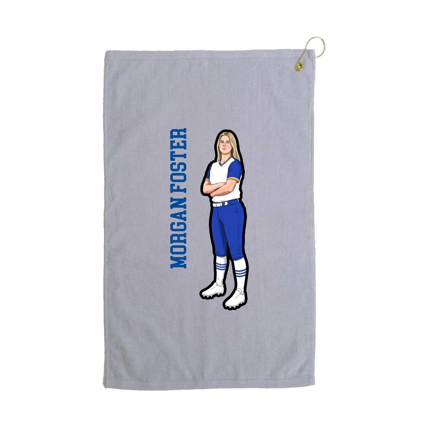 Golf Towel — Name Vertical in Grey