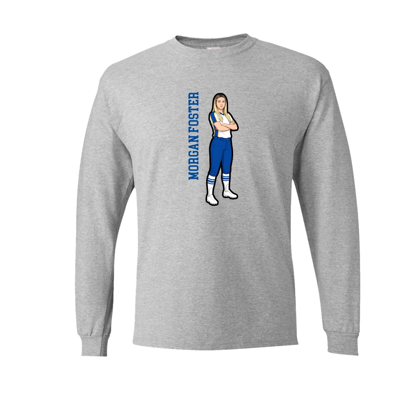 Long Sleeve Tee — Name Vertical in Grey
