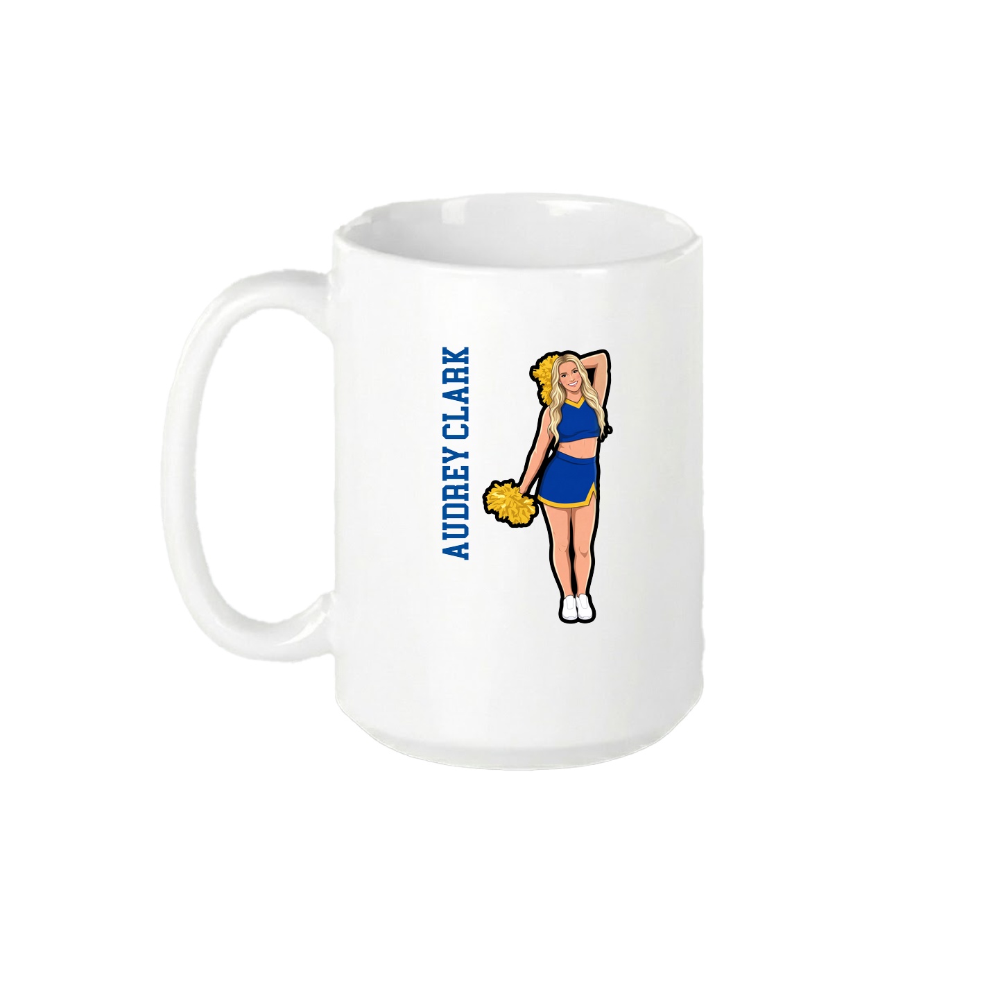 15oz Coffee Mug — Name Vertical in White