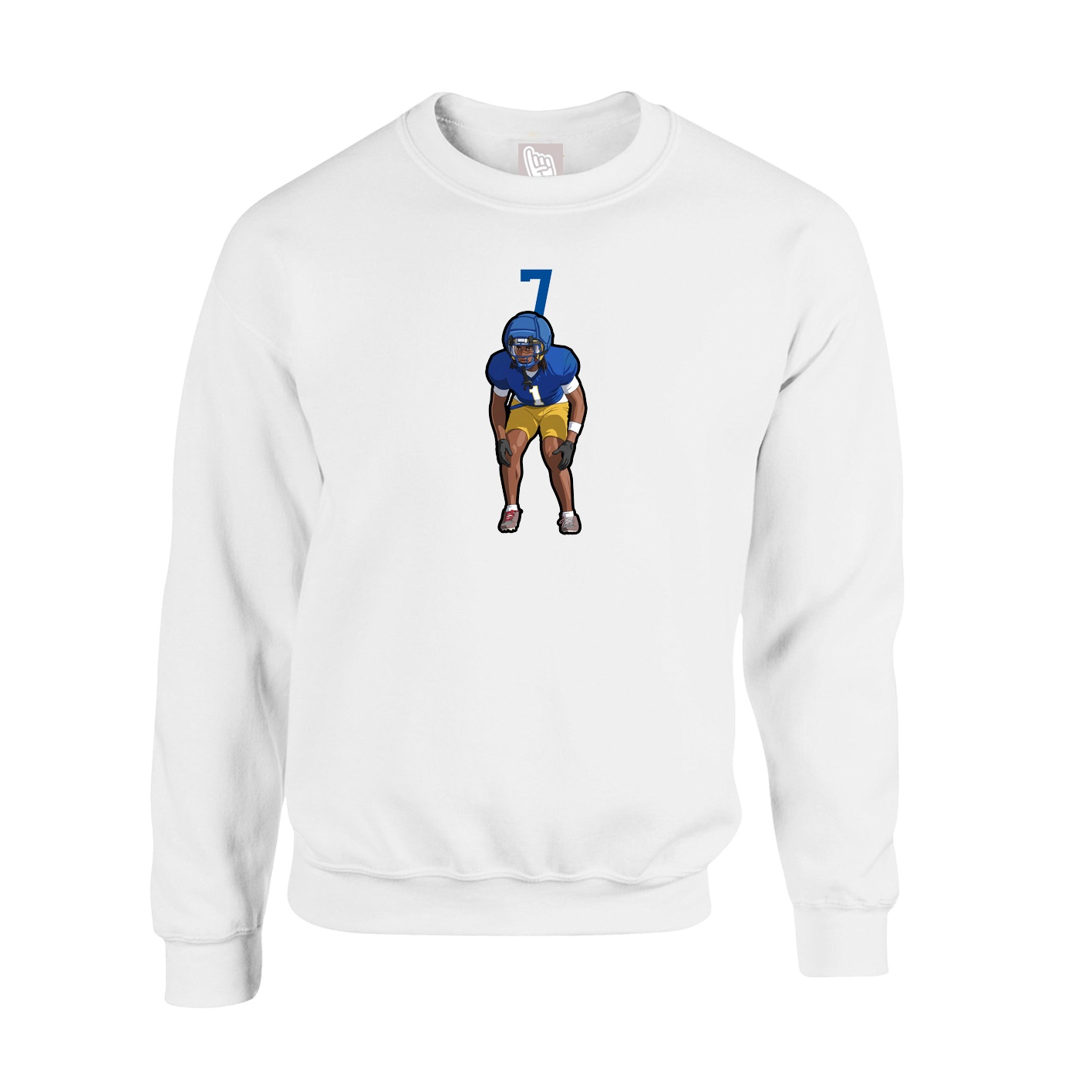 Fleece Crew — Number Top in White