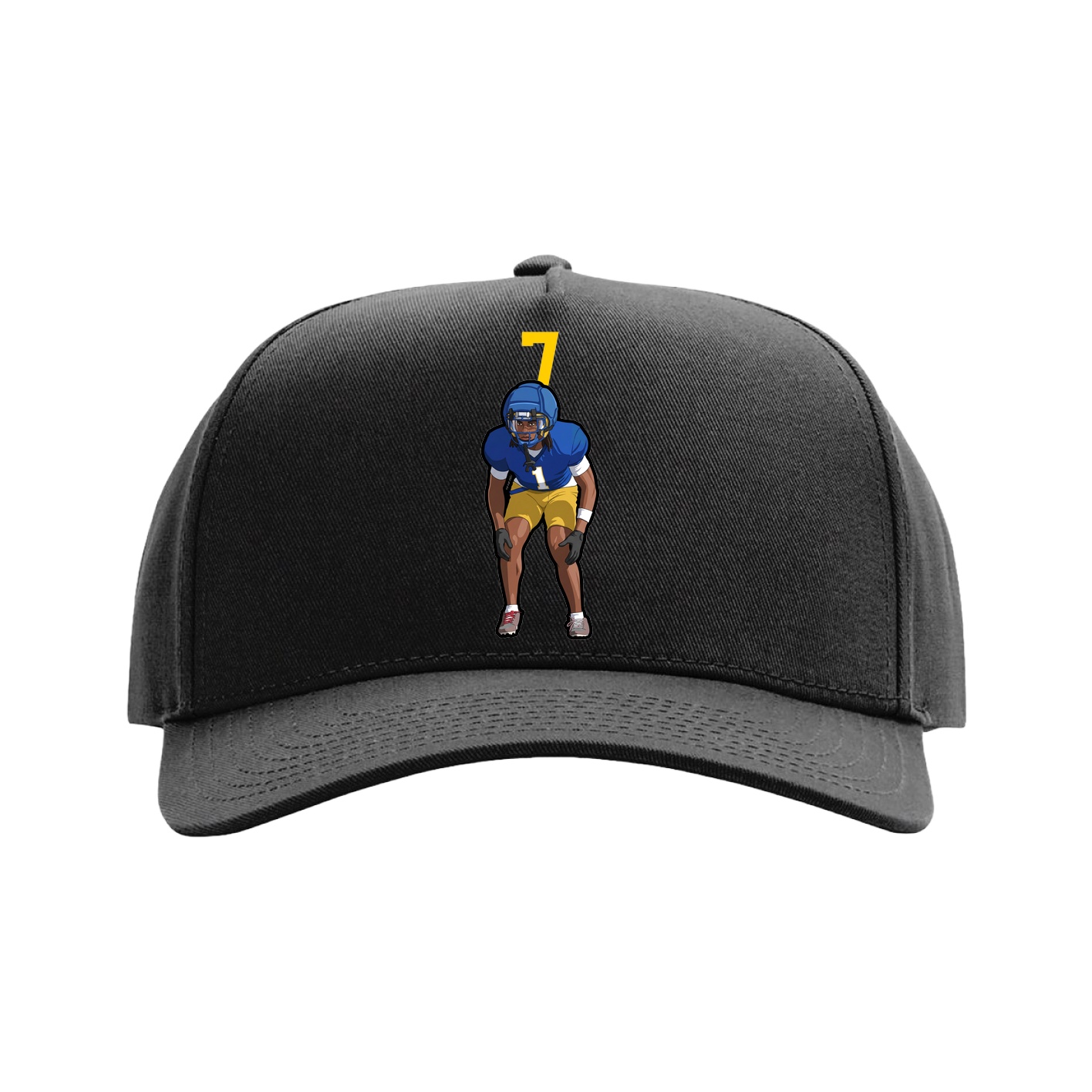 Full Fabric Five-Panel Champ Cap — Number Top in Black