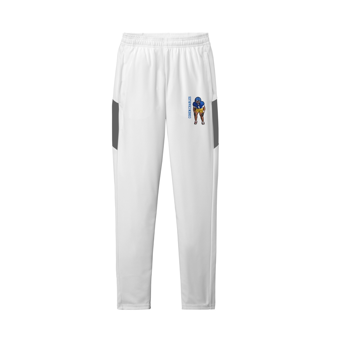 Team Travel Pant — Name Vertical in White/Grey