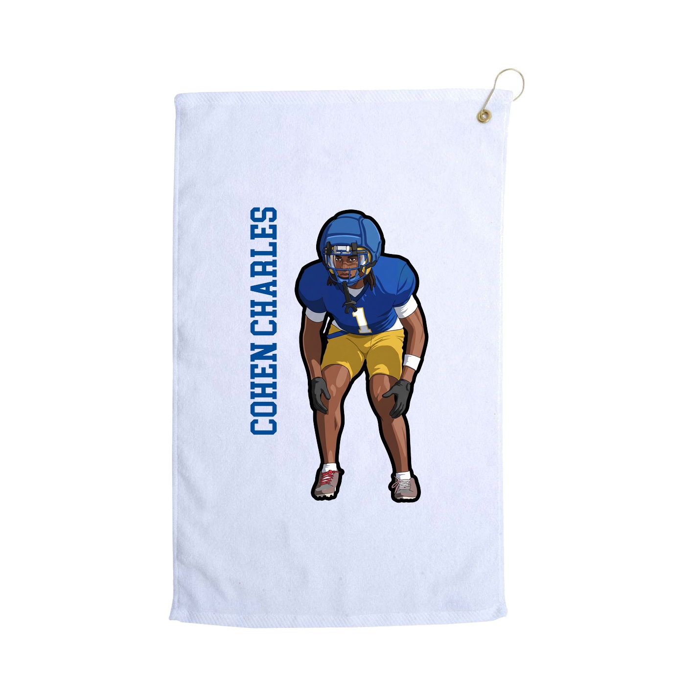 Golf Towel — Name Vertical in White