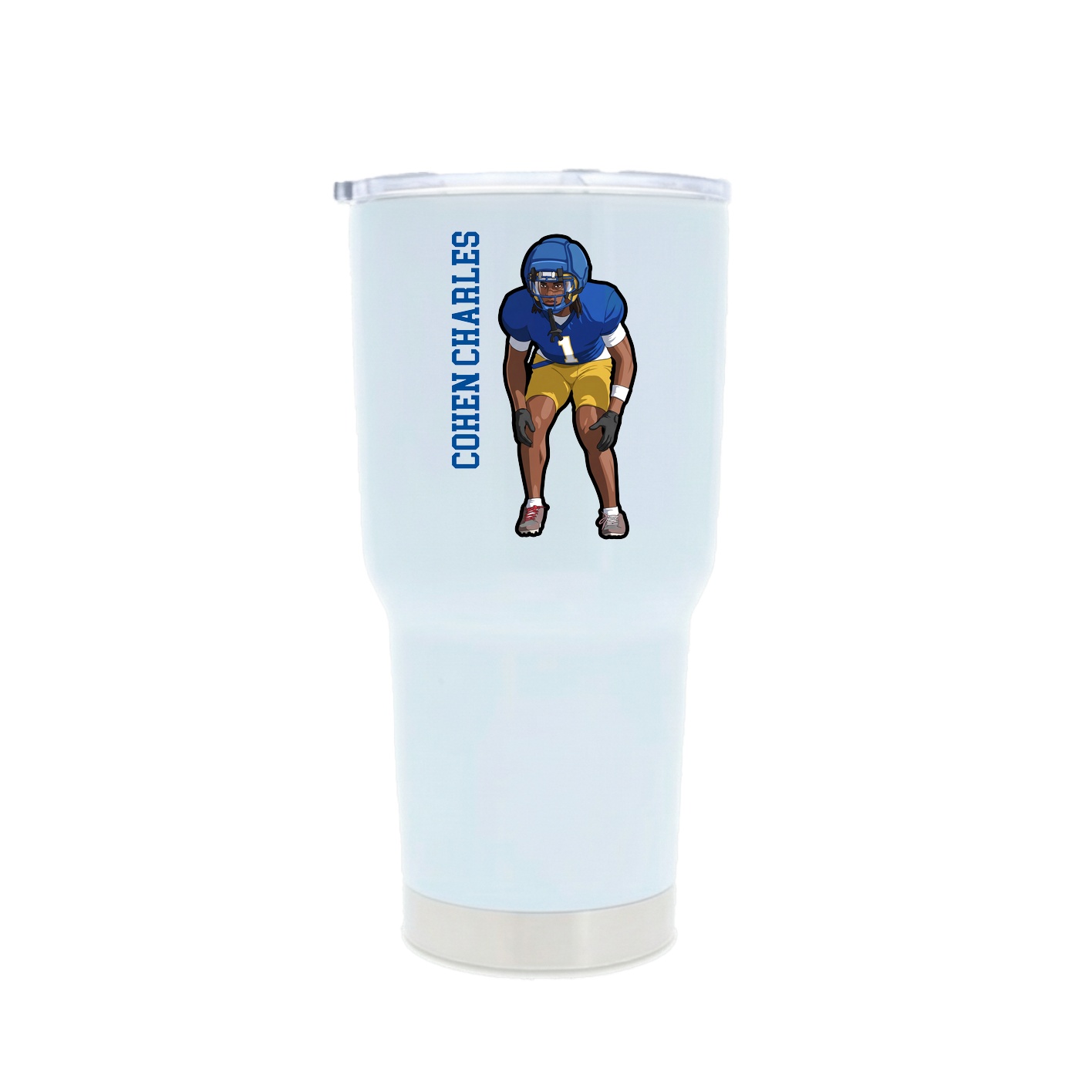 30oz Stainless Steel Tumbler — Name Vertical in White