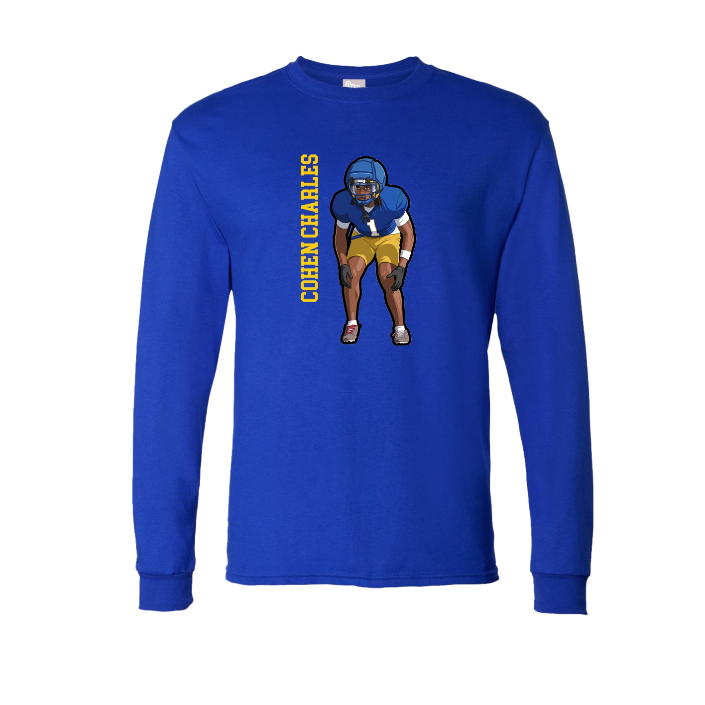 Long Sleeve Tee — Name Vertical in Royal