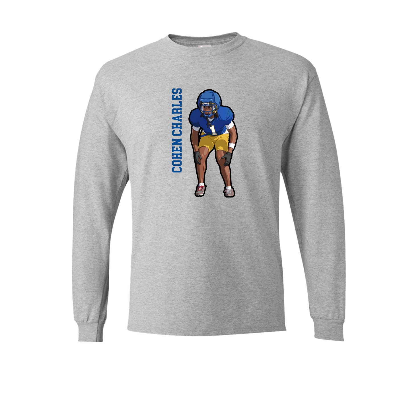 Long Sleeve Tee — Name Vertical in Grey