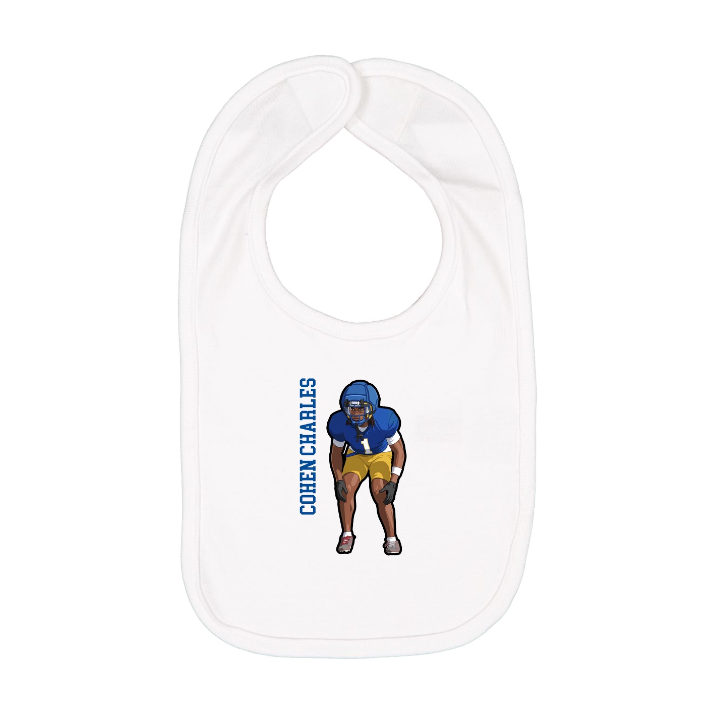 Infant Bib — Name Vertical in White