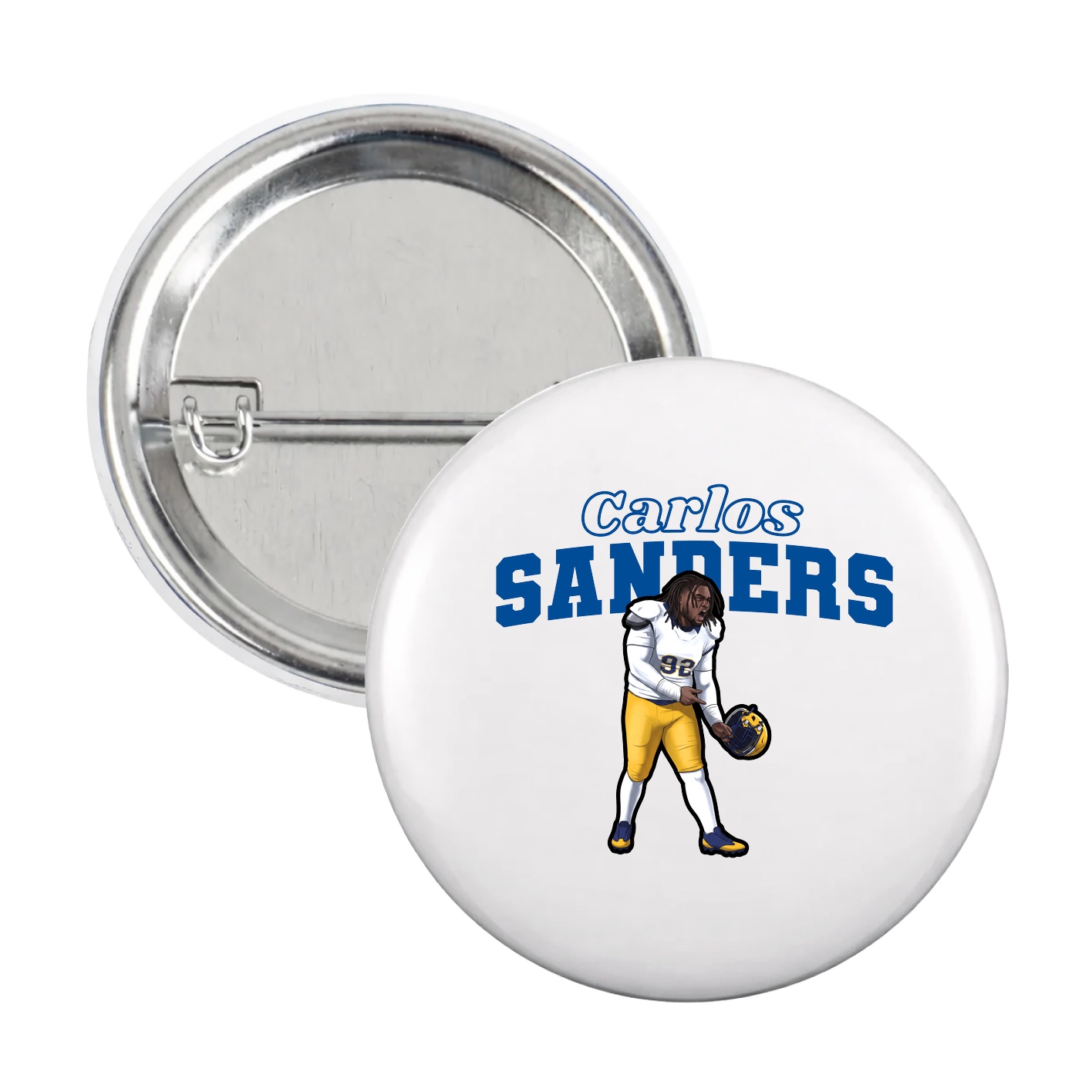 Game Day Button — Name Arch in White