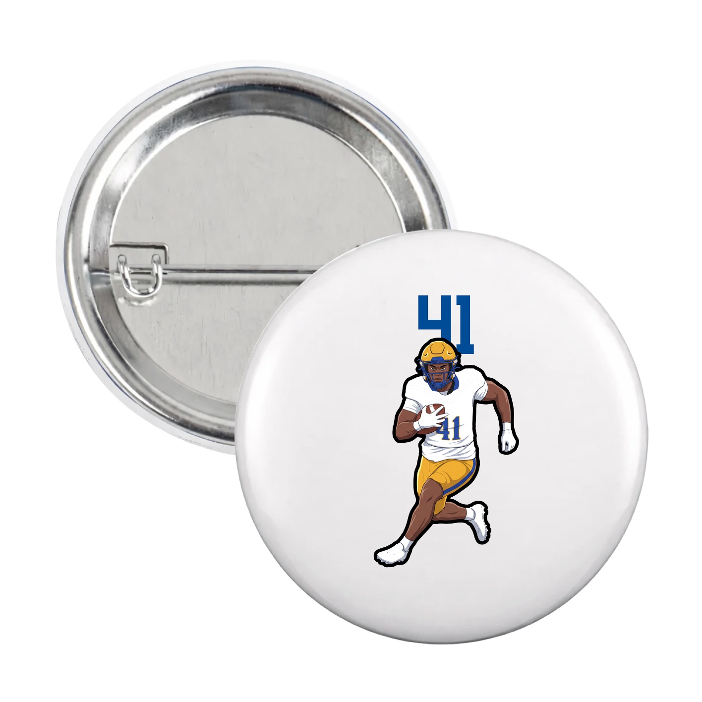 Game Day Button — Number Top in White