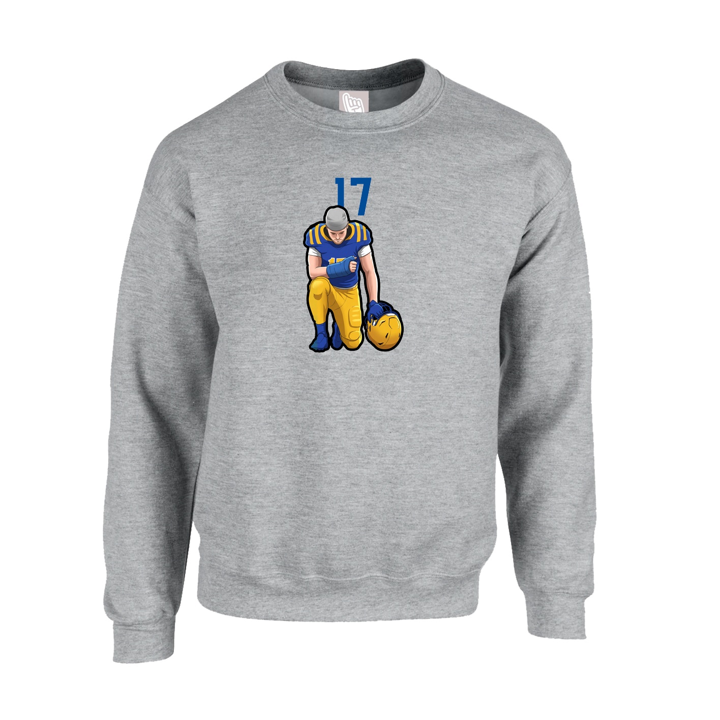 Fleece Crew — Number Top in Grey