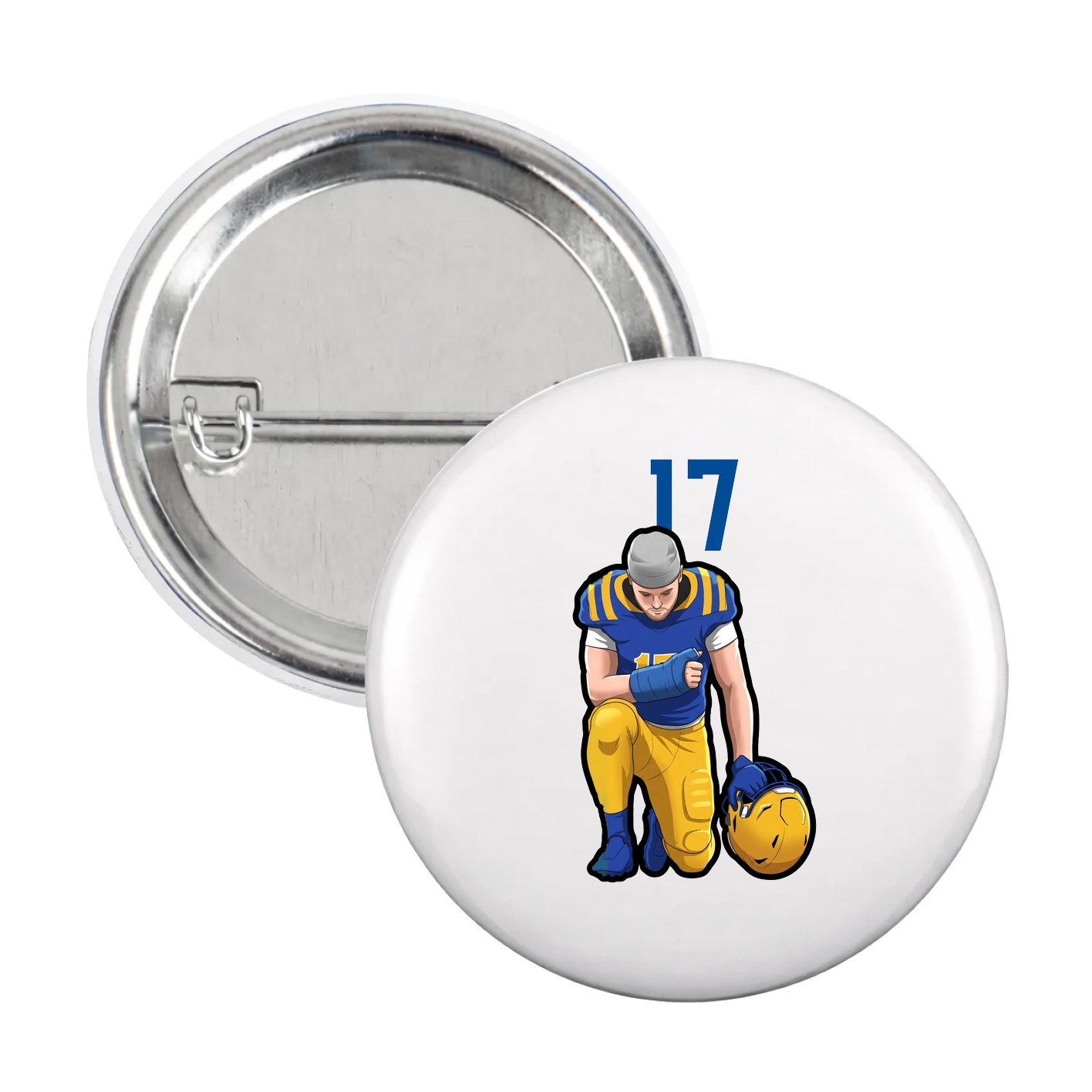 Game Day Button — Number Top in White