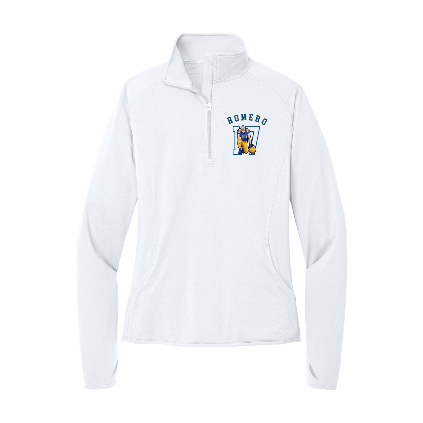 Women's Q-Zip Pullover — Shirsey Arch in White