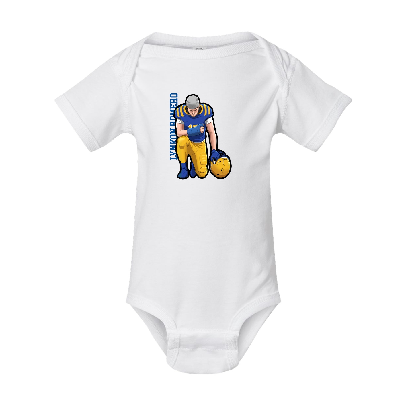 Baby Onesie — Name Vertical in White
