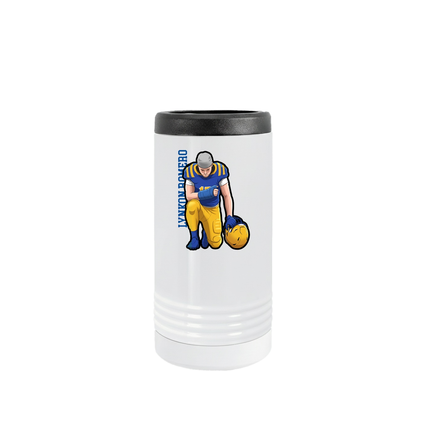 Slim Beverage Holder — Name Vertical in White