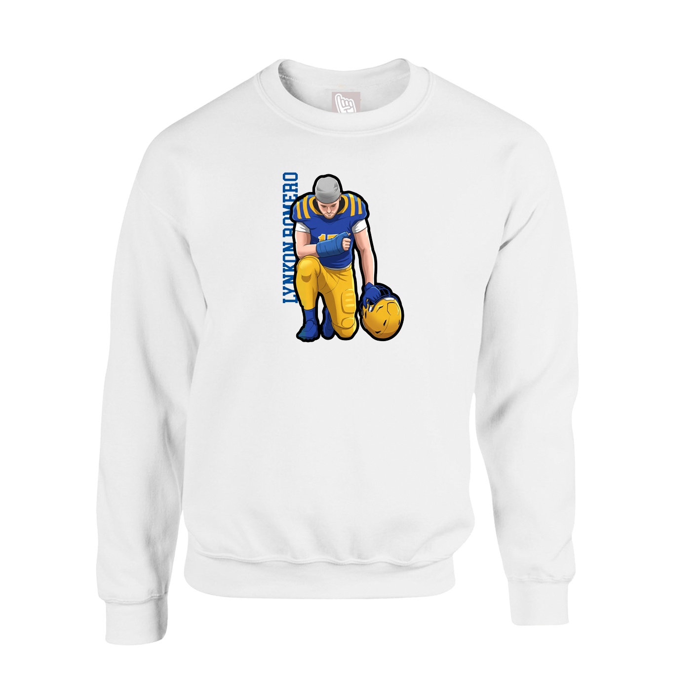 Fleece Crew — Name Vertical in White