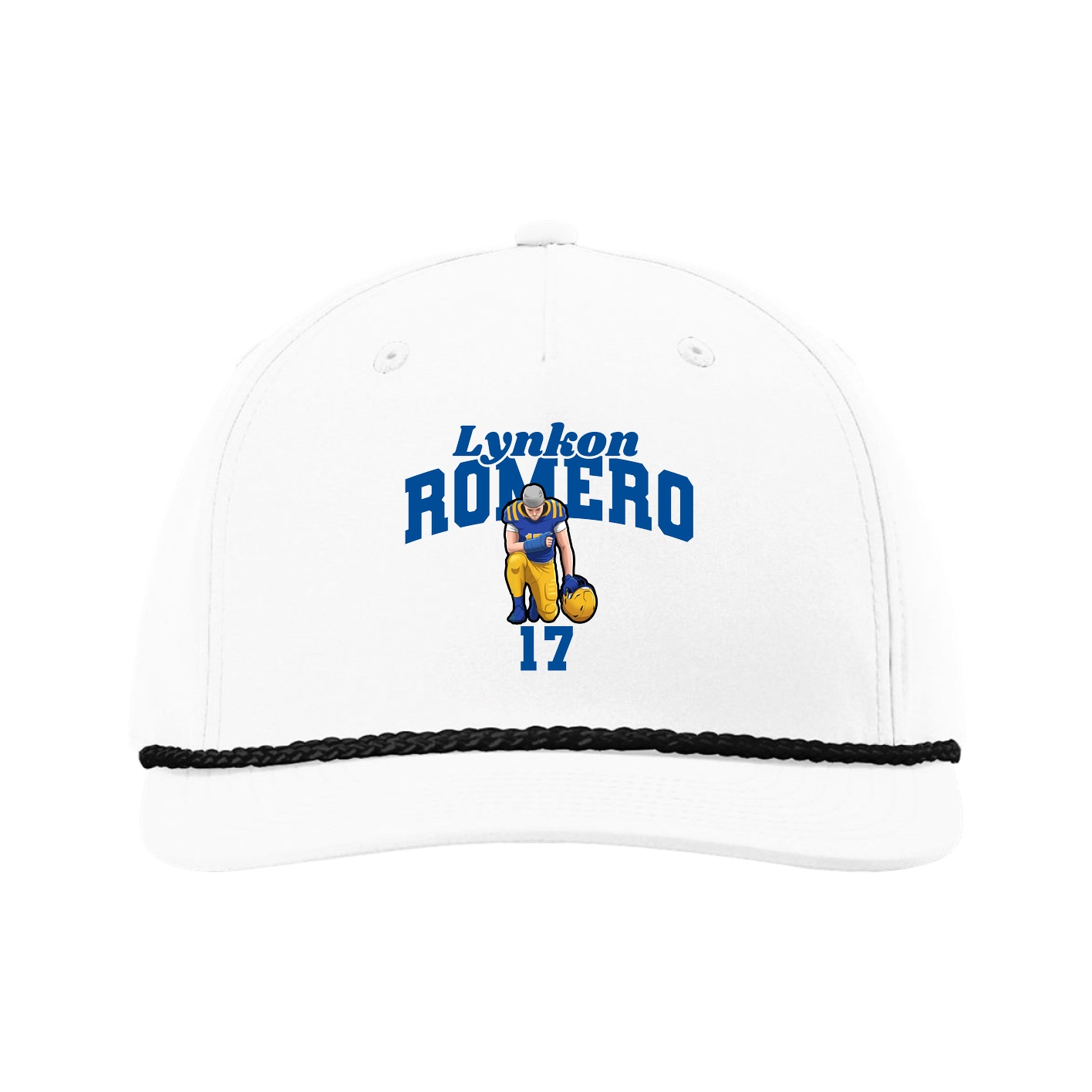 Five-Panel Classic Rope Cap — Signature Arch in White