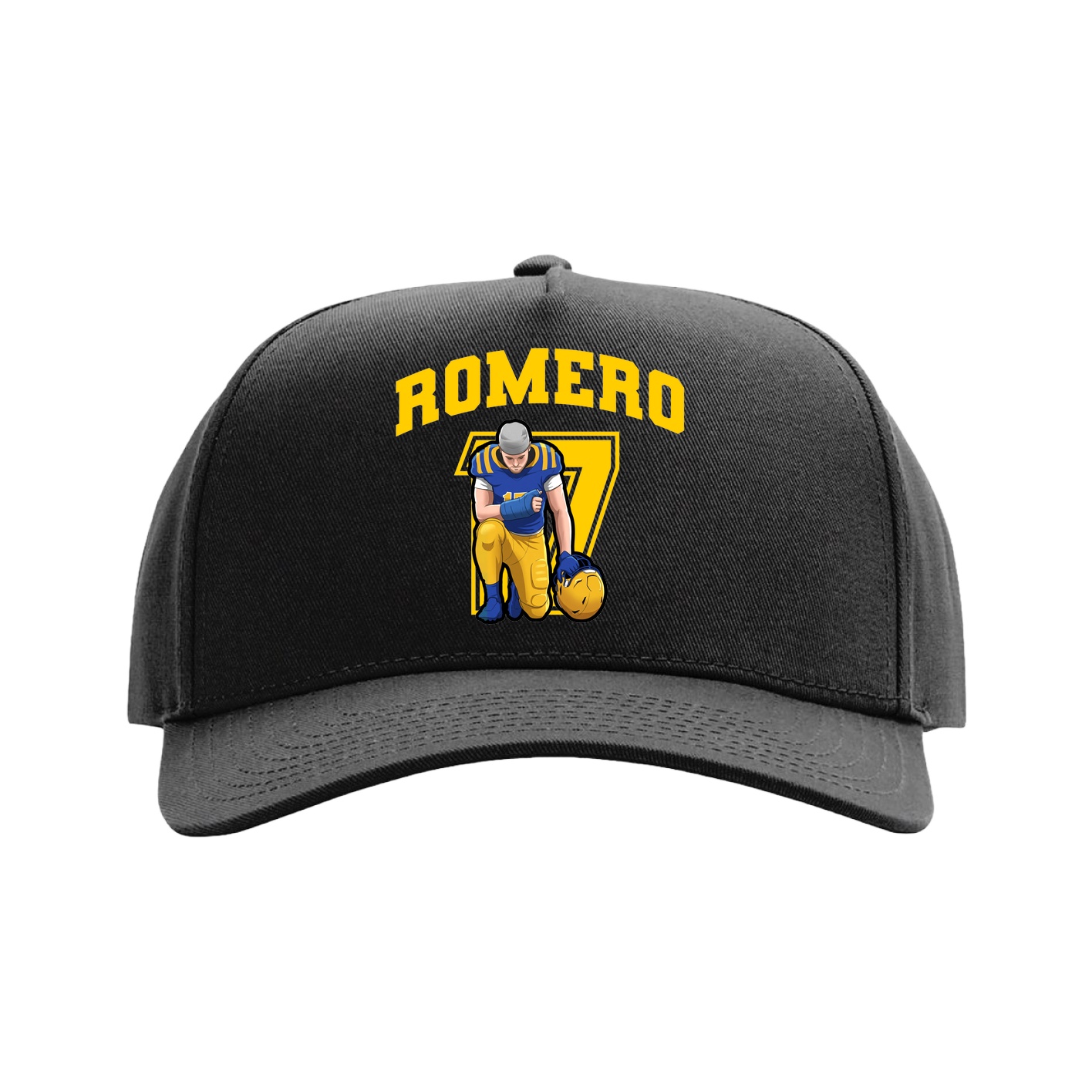 Full Fabric Five-Panel Champ Cap — Number in Black