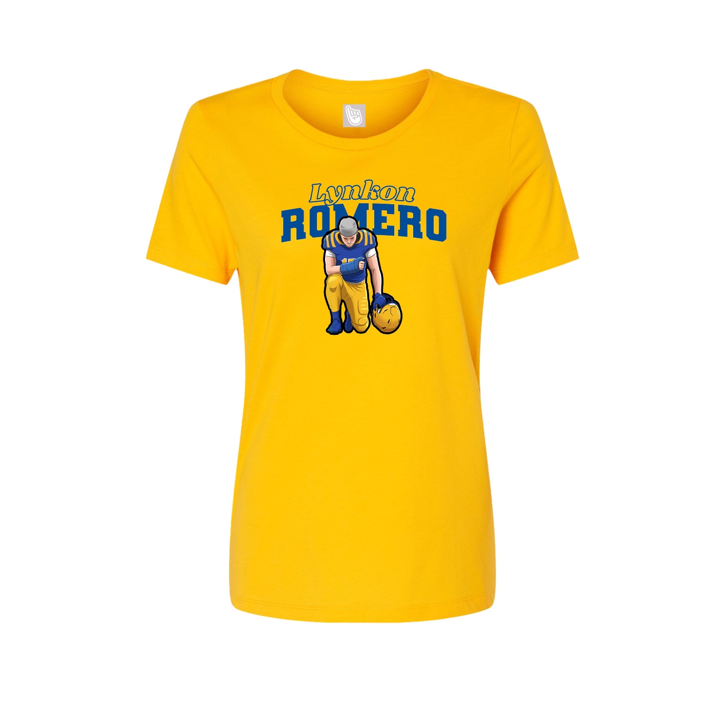 Fitted Women's Tee — Name Arch in Gold
