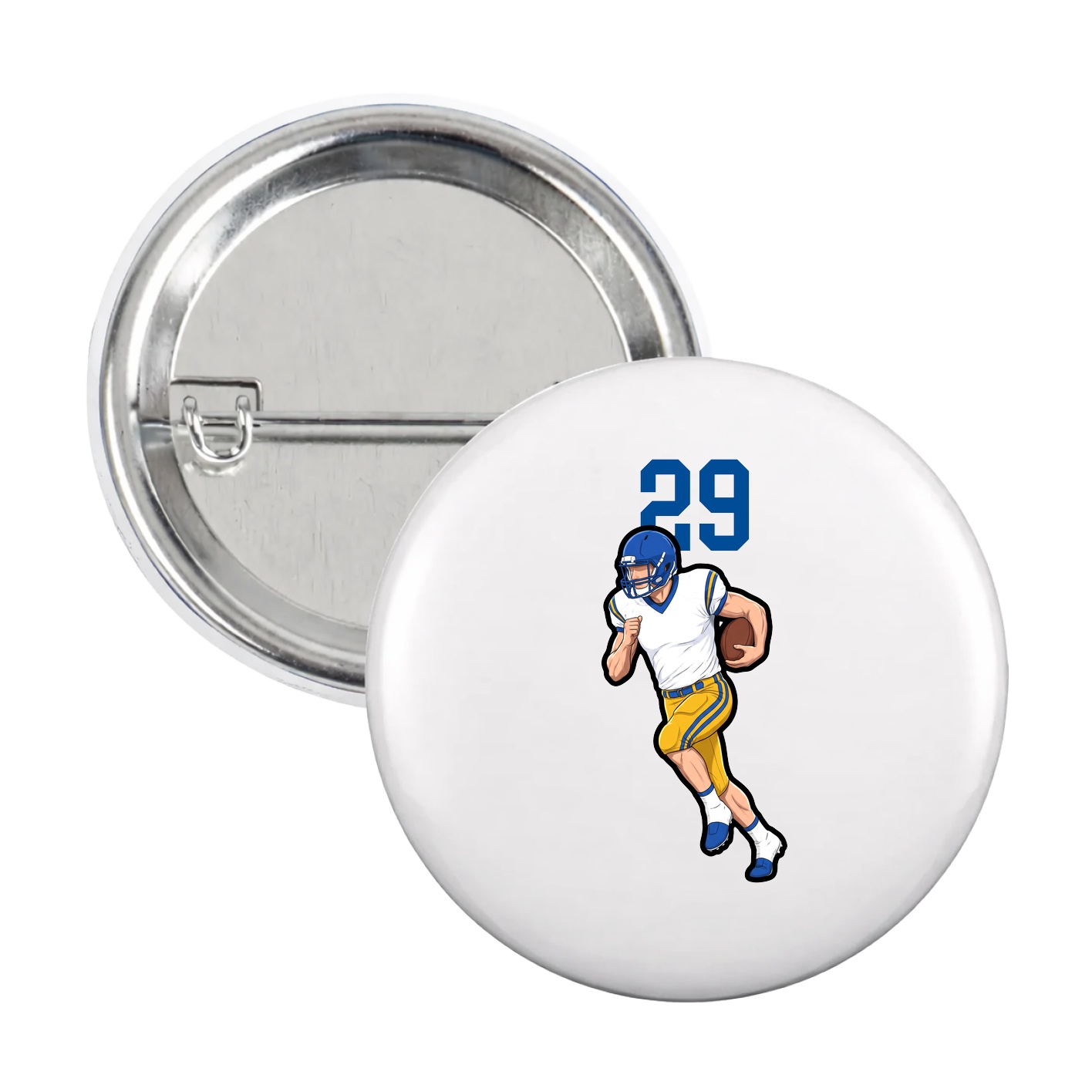 Game Day Button — Number Top in White