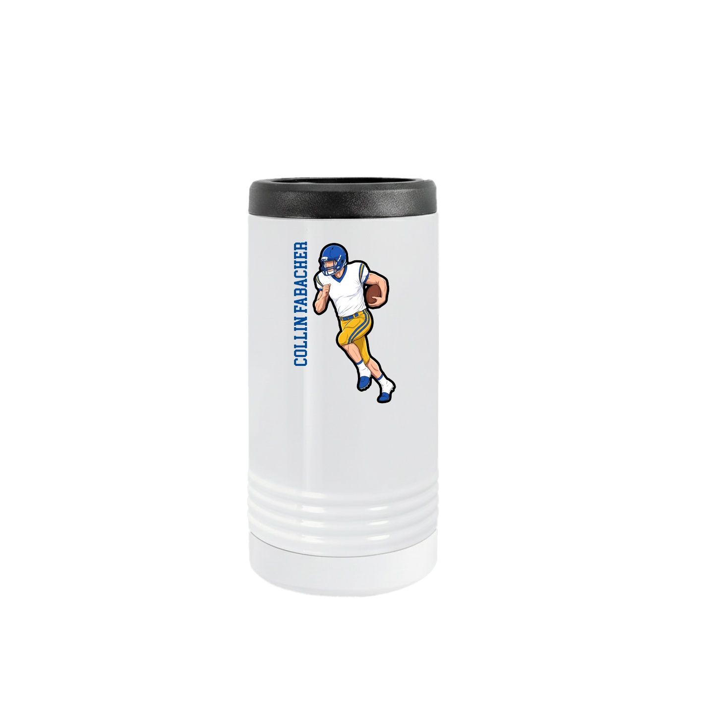 Slim Beverage Holder — Name Vertical in White