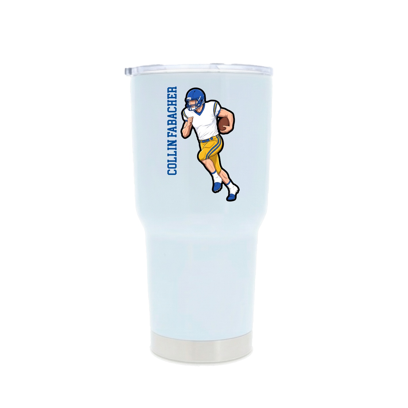 30oz Stainless Steel Tumbler — Name Vertical in White