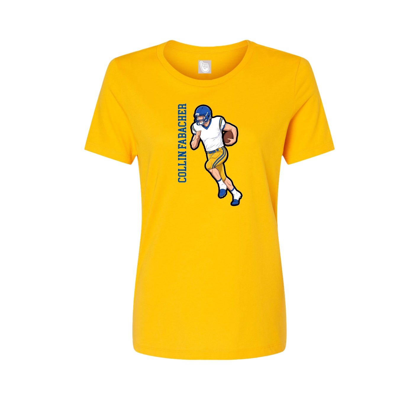 Fitted Women's Tee — Name Vertical in Gold