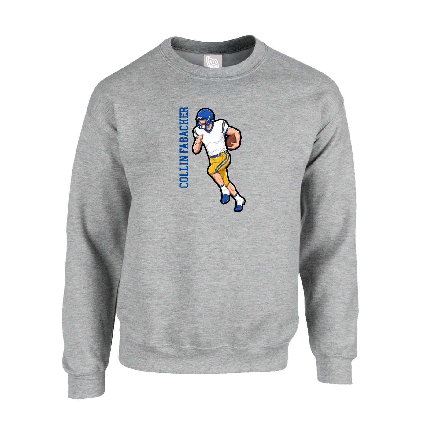 Fleece Crew — Name Vertical in Grey