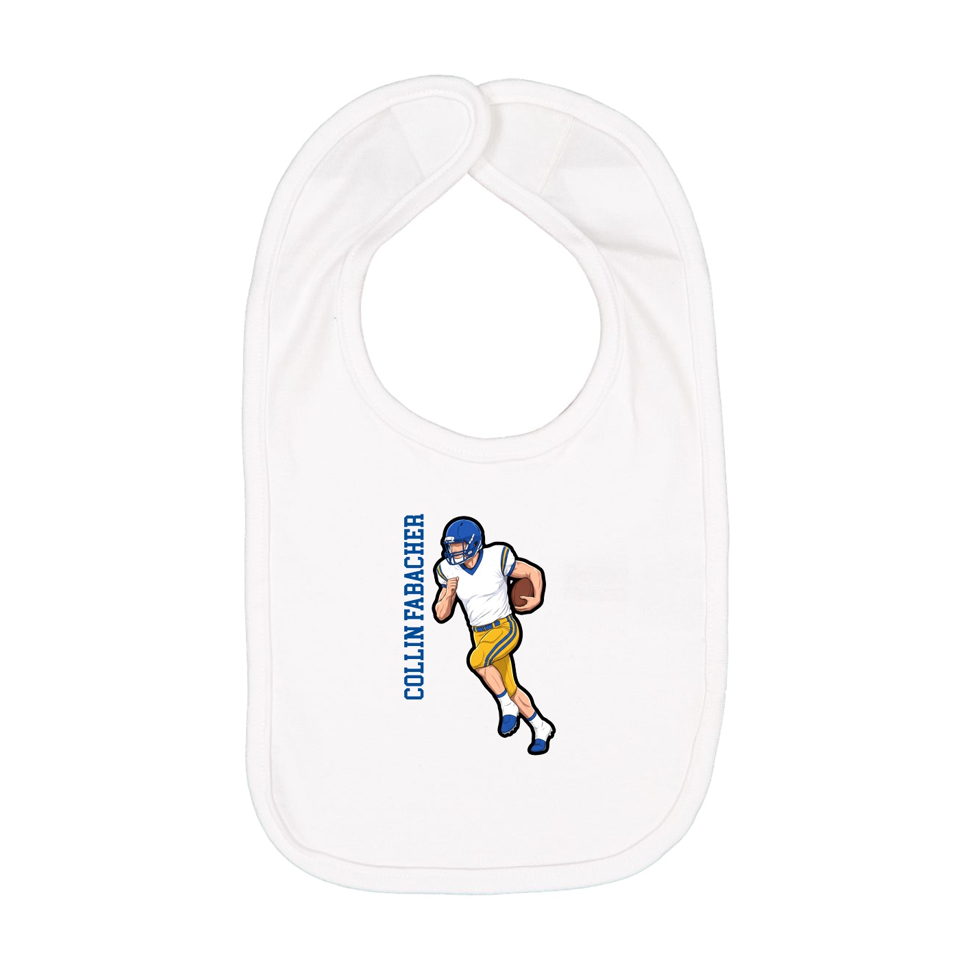 Infant Bib — Name Vertical in White