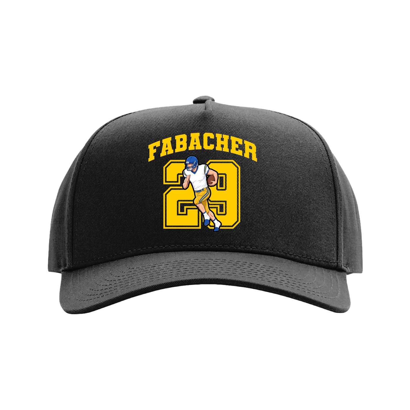 Full Fabric Five-Panel Champ Cap — Number in Black