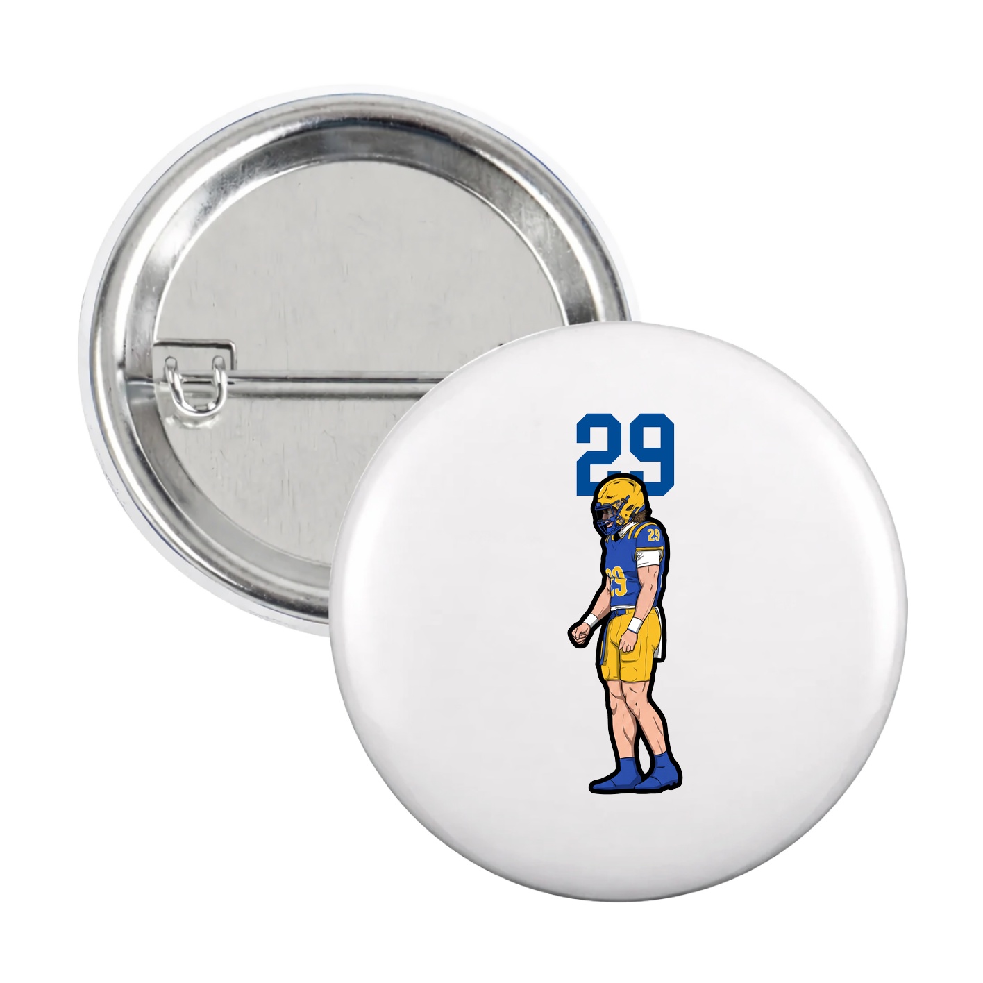 Game Day Button — Number Top in White