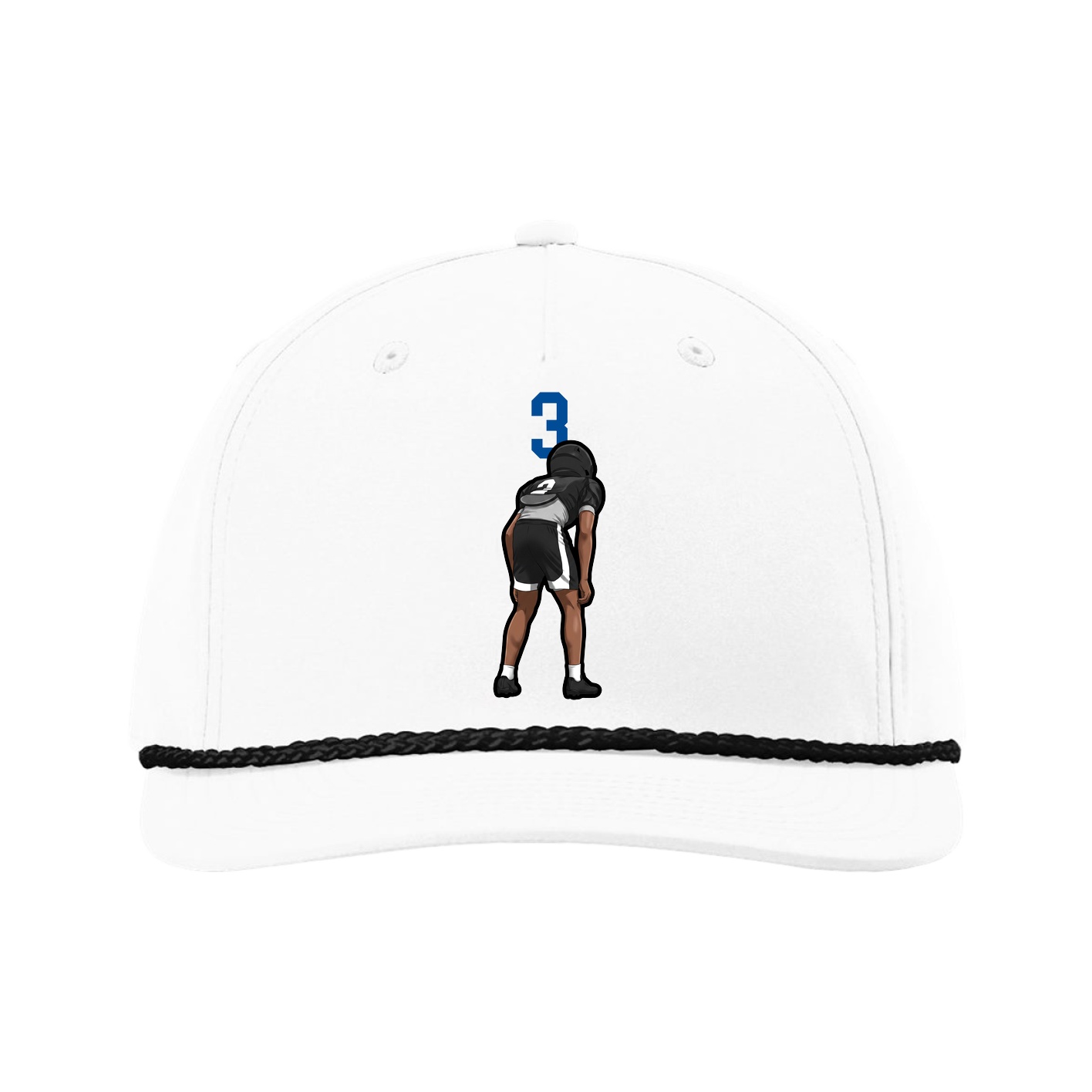 Five-Panel Classic Rope Cap — Number Top in White