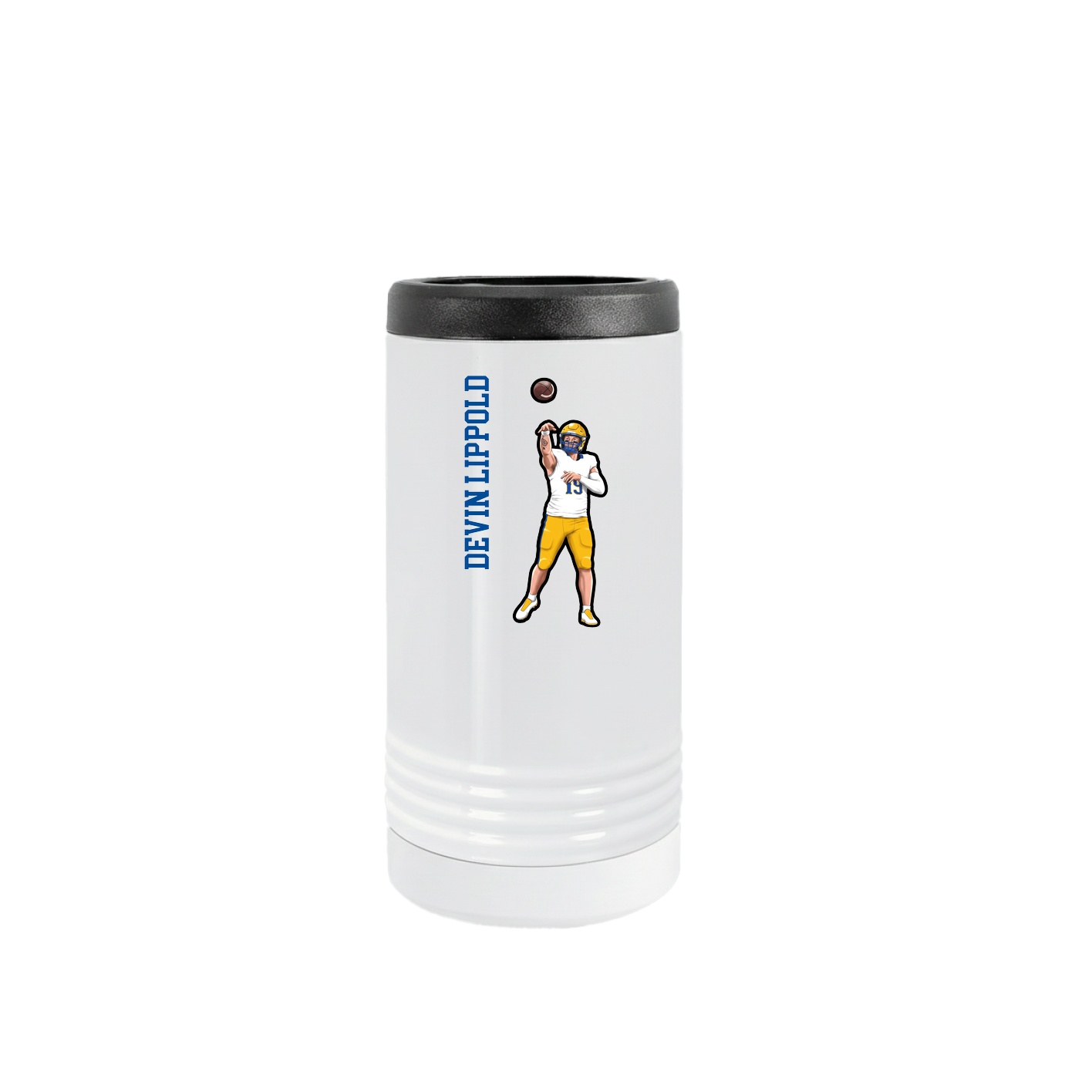 Slim Beverage Holder — Name Vertical in White