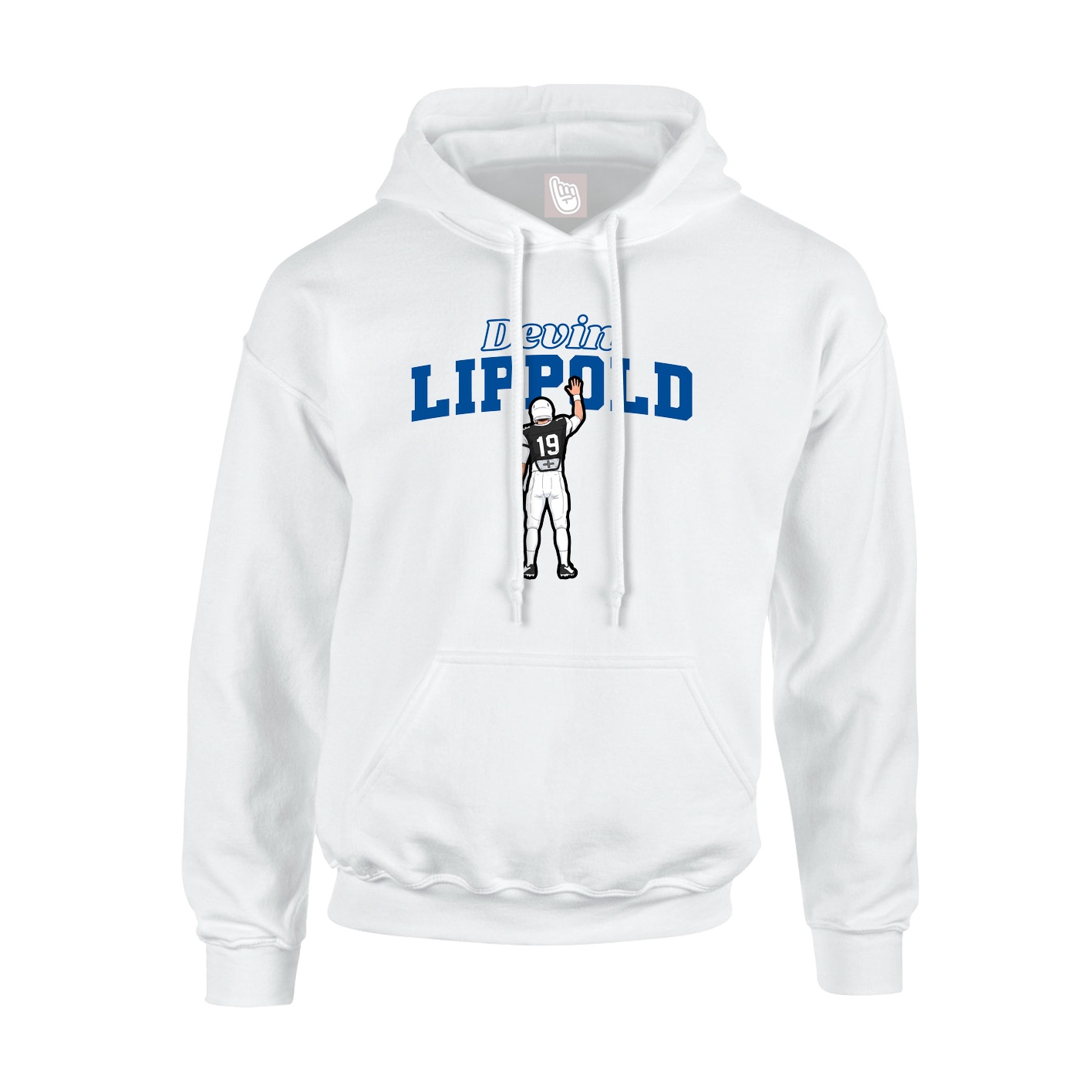 Youth Hoodie — Name Arch in White