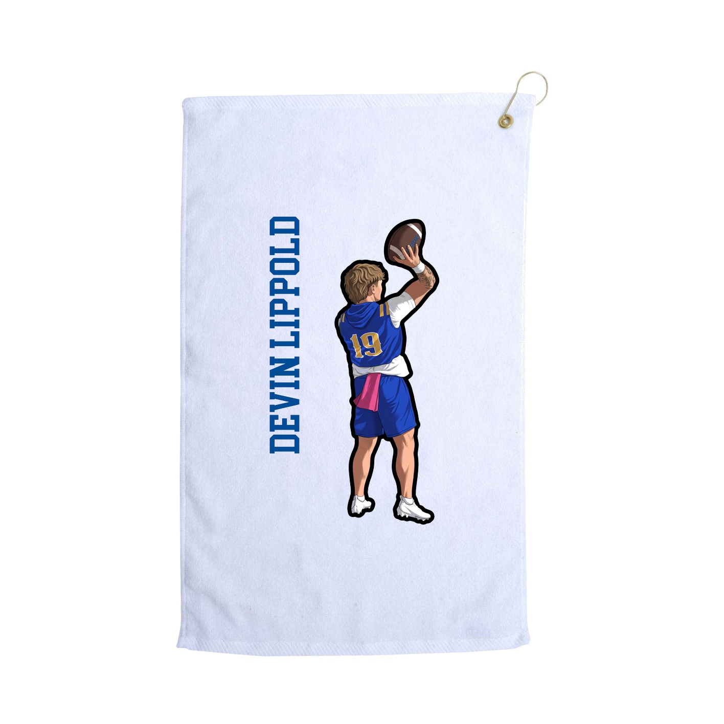 Golf Towel — Name Vertical in White