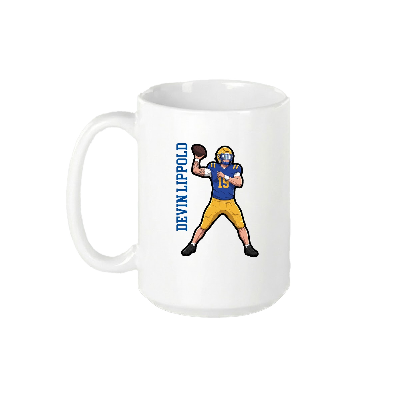 15oz Coffee Mug — Name Vertical in White