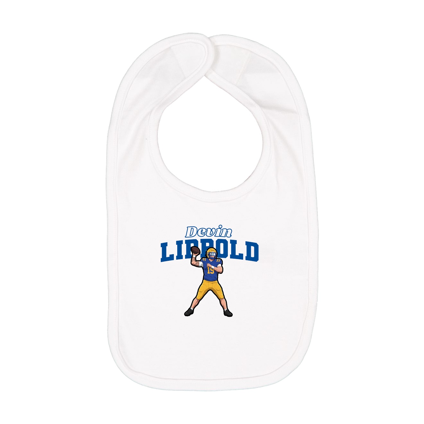 Infant Bib — Name Arch in White