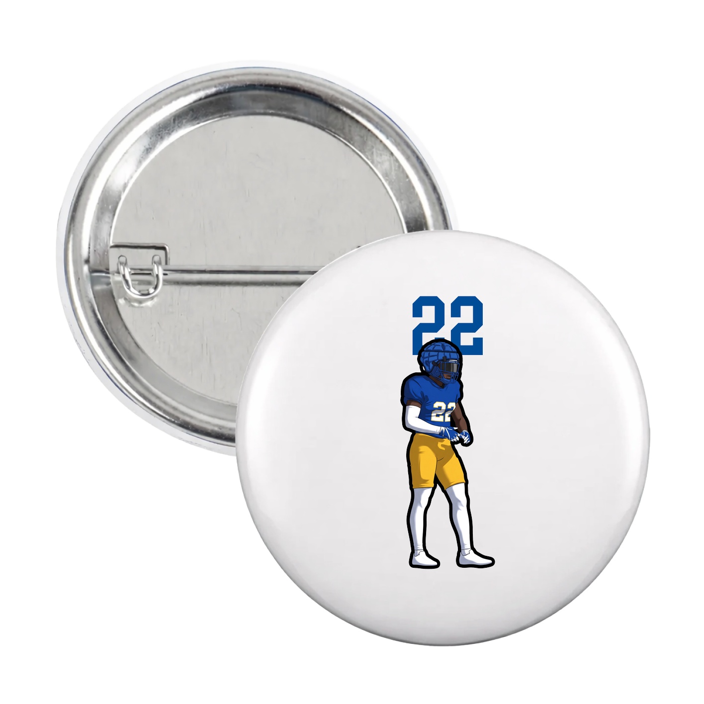 Game Day Button — Number Top in White